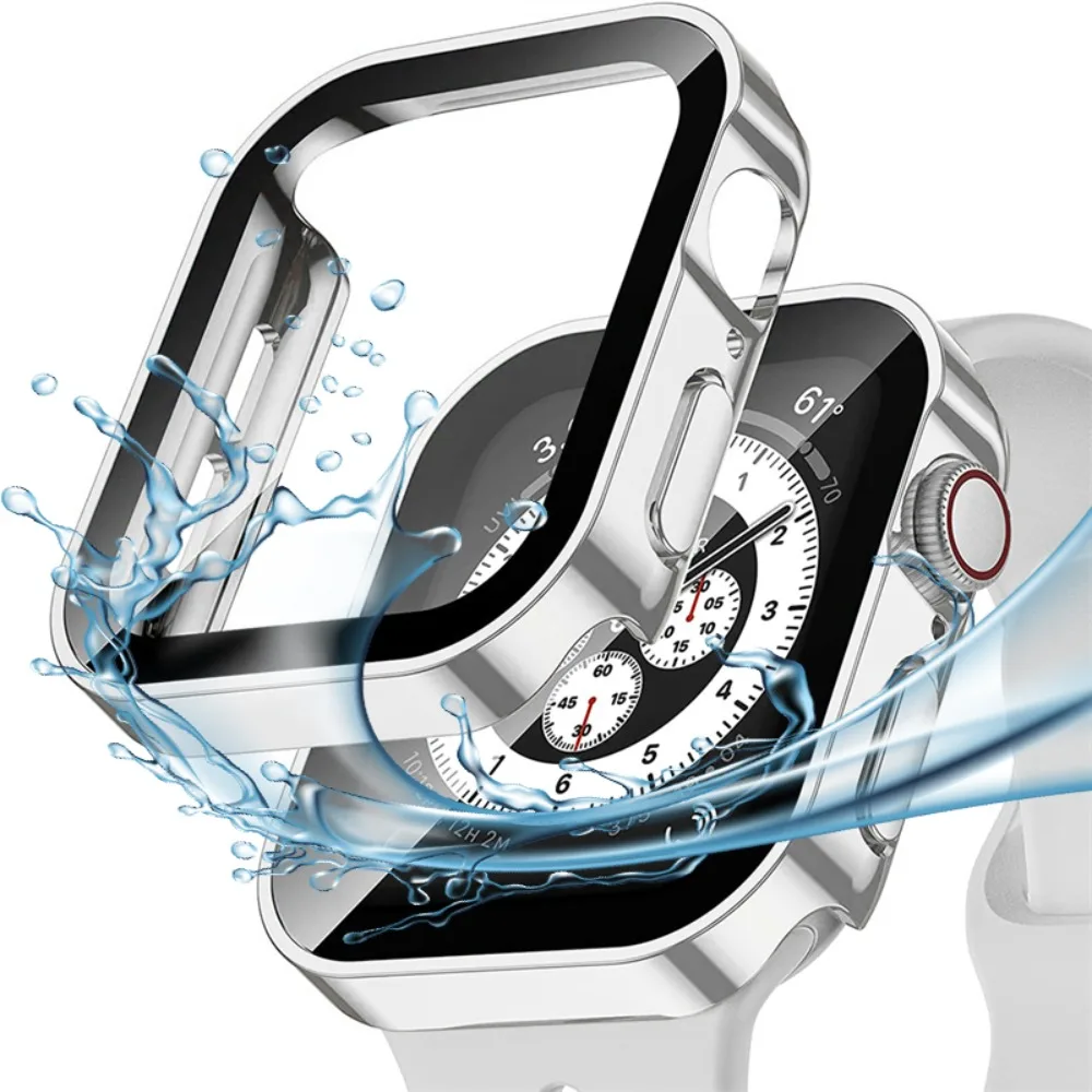 Electroplating Screen Protector for Apple Watch Cover 46 42 45 41 44 40mm  Waterproof Case+Glass for iWatch 11 10 9 8 7 6 5 4 SE