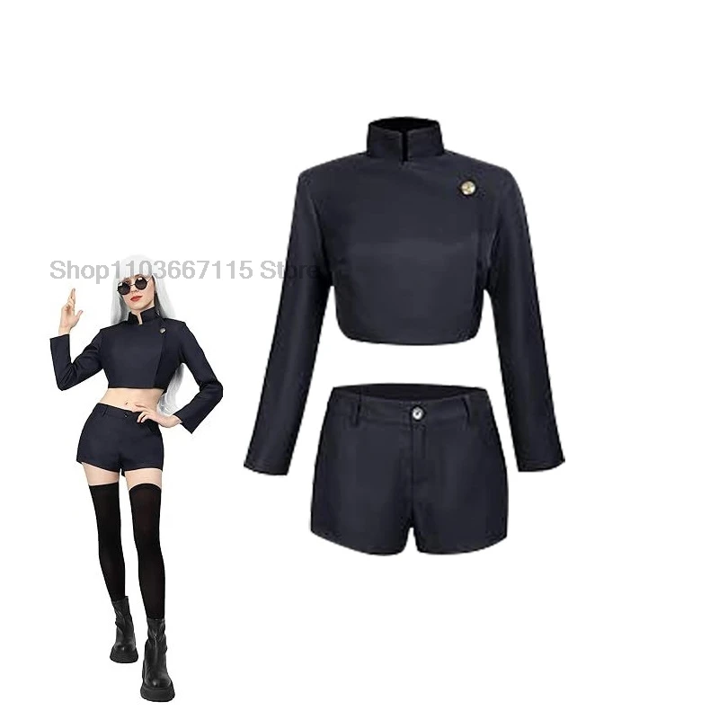 Set di costumi versione femminile Itadori Yuji Giacca con cappuccio Itadori Yuji Gonna a vita alta uniforme per costume di Halloween da donna