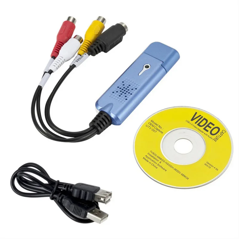 VHS VCR TV to Digital Converter USB 2.0 Video Converter Audio Capture Card VHS Box VHS to Digital Converter Support Win 7/8/10