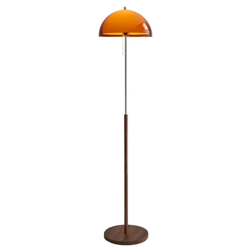 Franse smeedijzeren voetschakelaar vloerlampen oranje acryl lampenkap woonkamer slaapkamer restaurant kantoor retro staande lichten - afbeelding 2