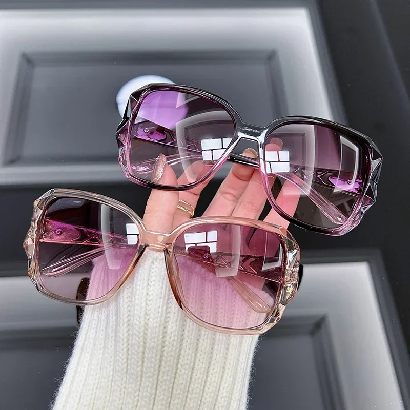 Vintage Oversized Sunglasses Women Brand Big Frame Retro Sun Glasses Female Fashion Shades Black Gradient Glasses - view 6
