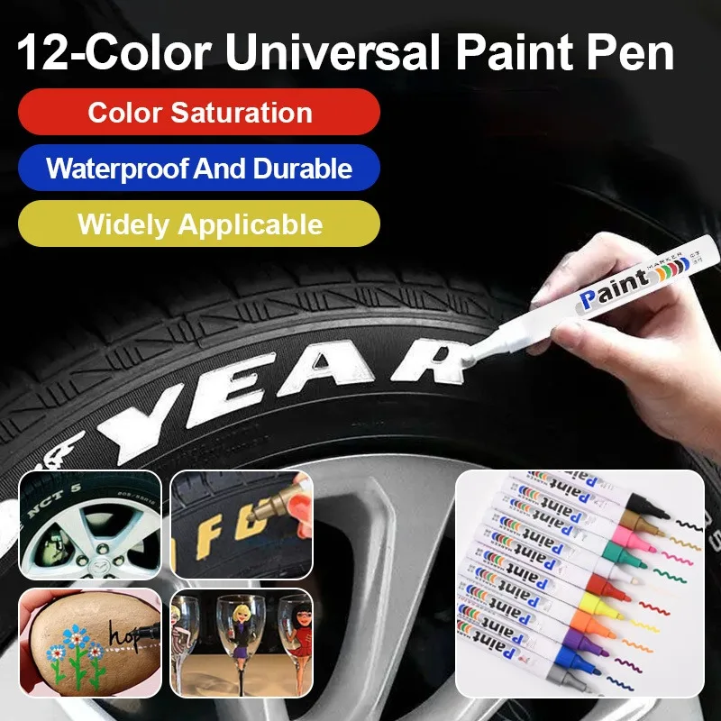 Waterproof Oil-Based Paint Pen Quick-Dry White Tire Marker Pen For Car Repair Touch-Up Marking Multi-Surface - view 3