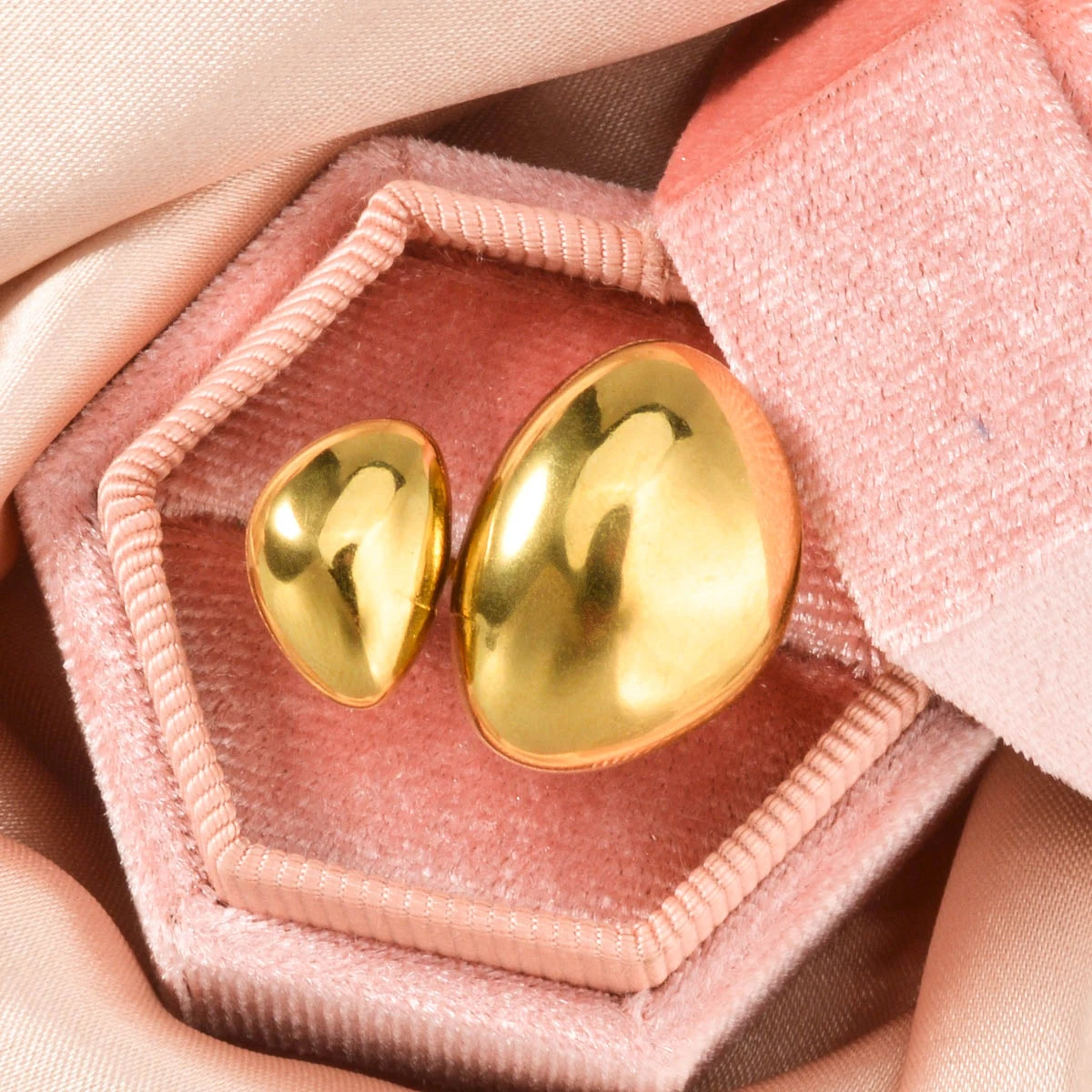 خاتم بيان من الفولاذ المقاوم للصدأ مطلي بالذهب على شكل قطرة الماء مجوهرات فنية حديثة للنساء والرجال هدية خاتم مصمم بسيط #3