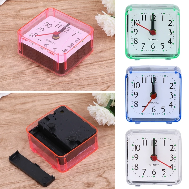 Mini quadratische Wecker stumm analoge nicht tickende stille Quarzuhren für Kinder Jungen Mädchen Geburtstags geschenk