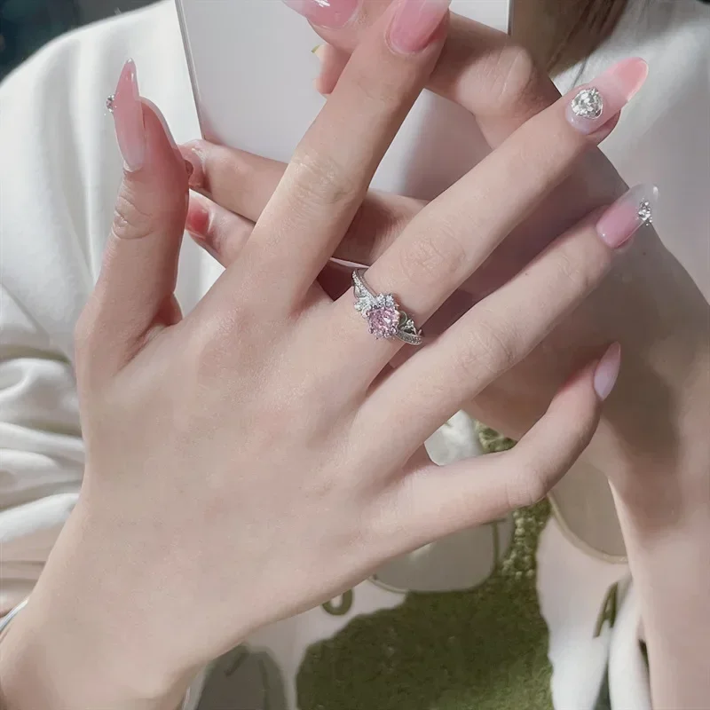 

MDL Муассанит Стиль Оригинальное Нишевое Обручальное Кольцо Принцессы с Цветком 18 К Micro Pave Розовое Кольцо