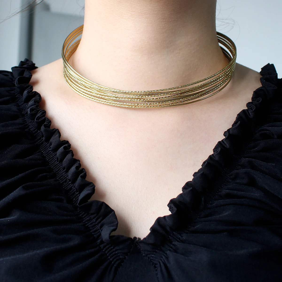 Stainless Steel 18K Gold PVD Plated Metal Layered Hollow Necklace Waterproof Stylish Waterproof Jewelry Gift