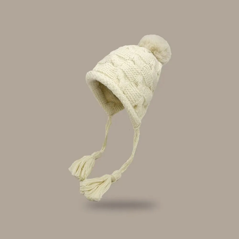 

Модная вязаная шапка с кисточками, теплая однотонная шапка-ушанка, морозостойкая ветрозащитная шапка для защиты ушей, зимняя