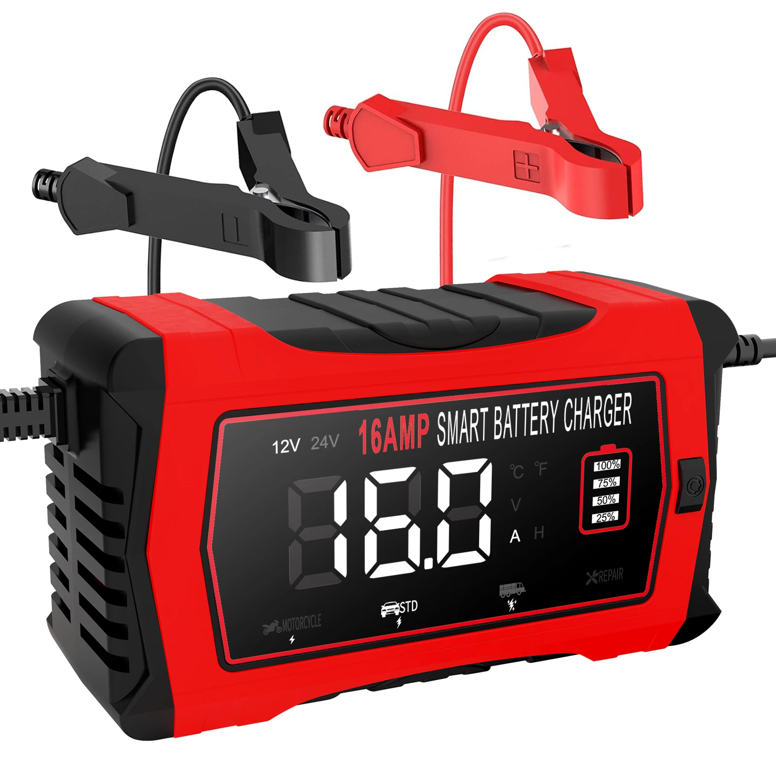 HTRC 12V 16A 24V 10A Nabíječka autobaterií pro lithiové, LiFePO4, AGM, gelové, olověné a kyselinové baterie Pulzní opravná nabíječka pro motocykly - náhled 2