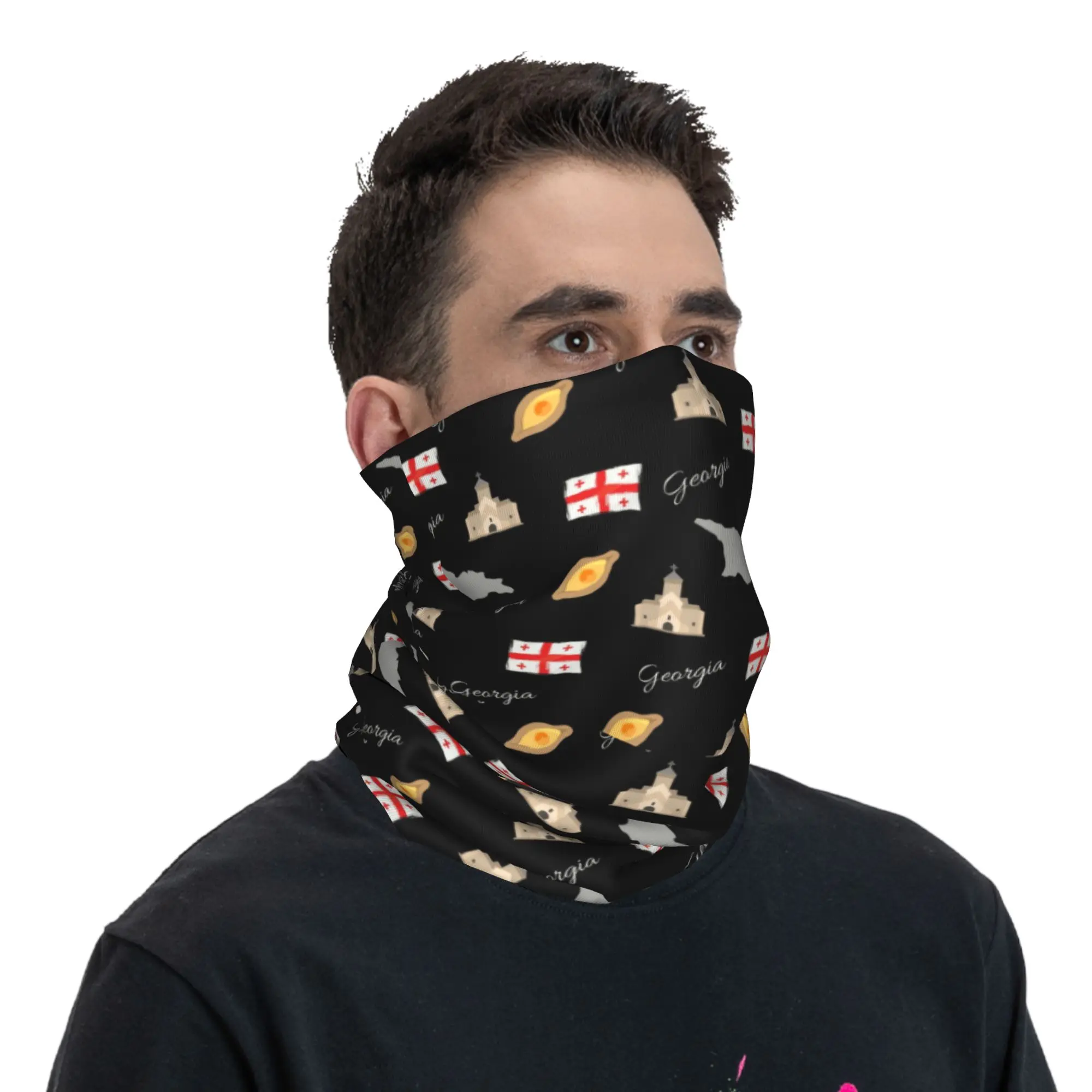 Bandeira da geórgia mao bandana pescoço gaiter proteção uv rosto cachecol capa feminino masculino georgiano orgulhoso patriótico bandana tubo balaclava