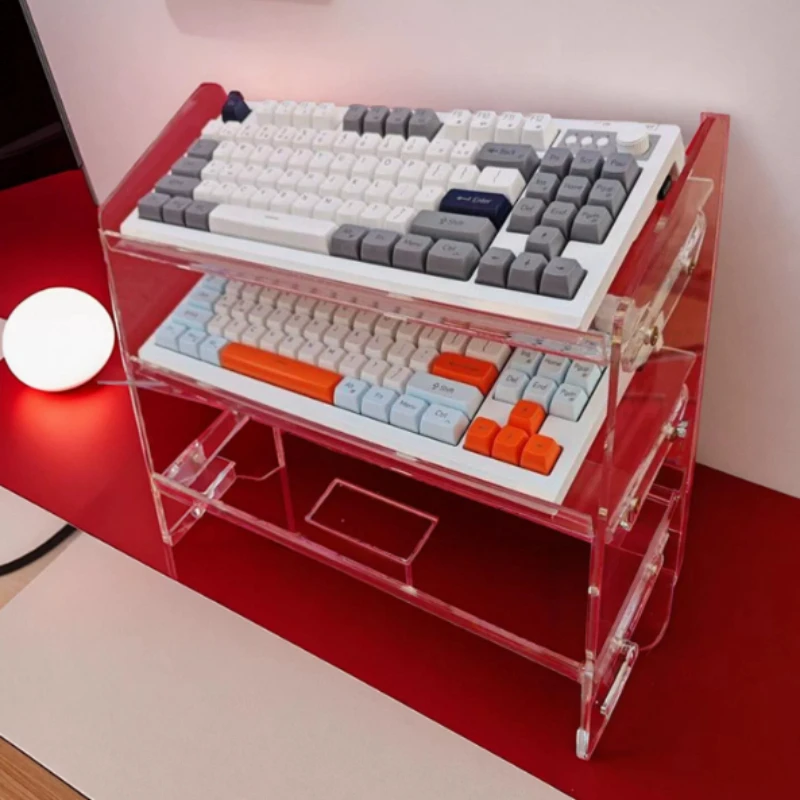 Acrylic Display Case for Mechanical Keyboard Thickened Desktop Storage Box Transparent Organizer Home Office Gaming Gear Rack
