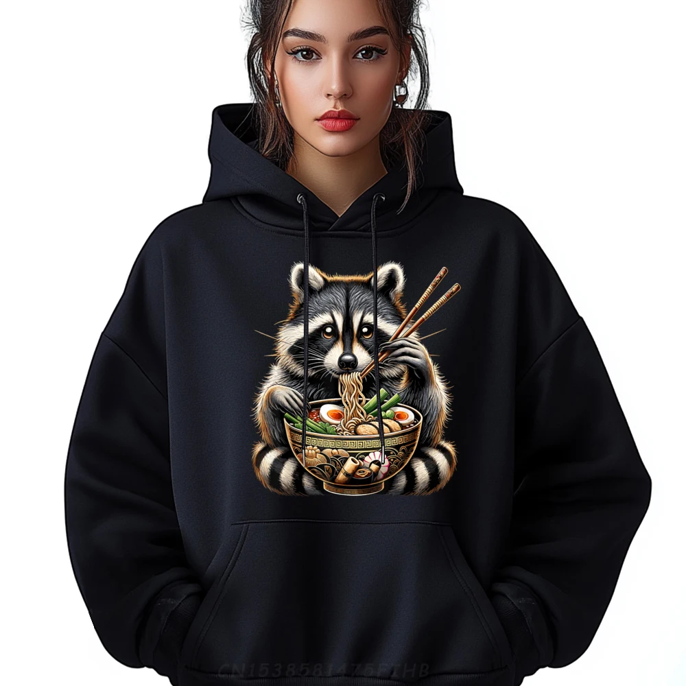 

Raccoon Eating Japanese Noodles Kawaii Ramen Bowl Raccoon Graphic Sweatshirts Men Halloween Thanksgiving