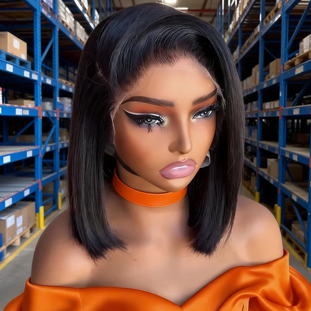 250% Real Density Transparent Full Hd Lace Pre Plucked with Baby Hair 12 14 16 Inch Short Bob Bone Straight 13x6 Lace Frontal Wigs Brazilian Soft Smooth Bob Wig Glueless Human Hair 13x4 Hd Lace Fronta