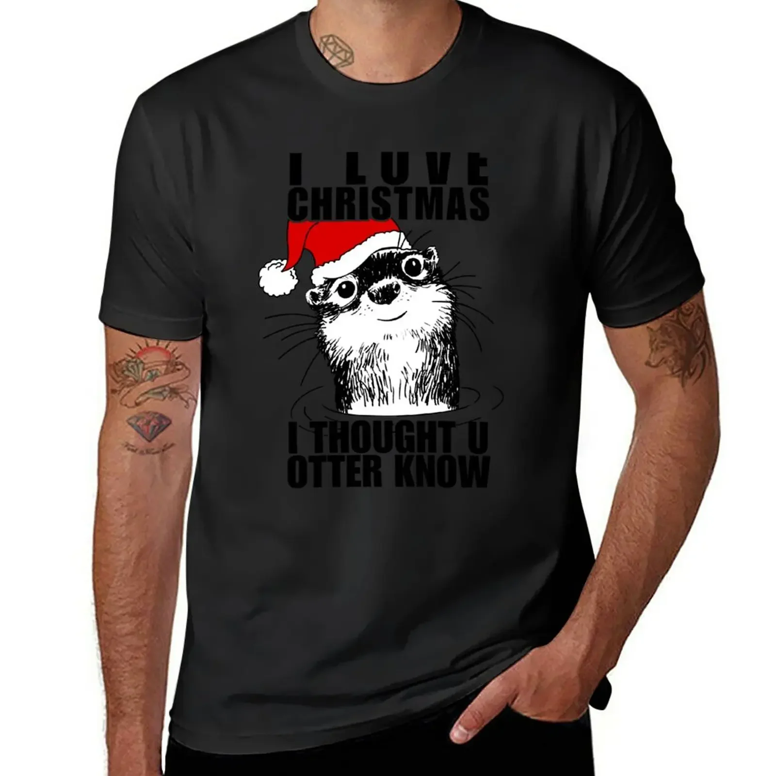 

Christmas Otter T-Shirt customs design your own vintage clothes mens graphic t-shirts hip hop