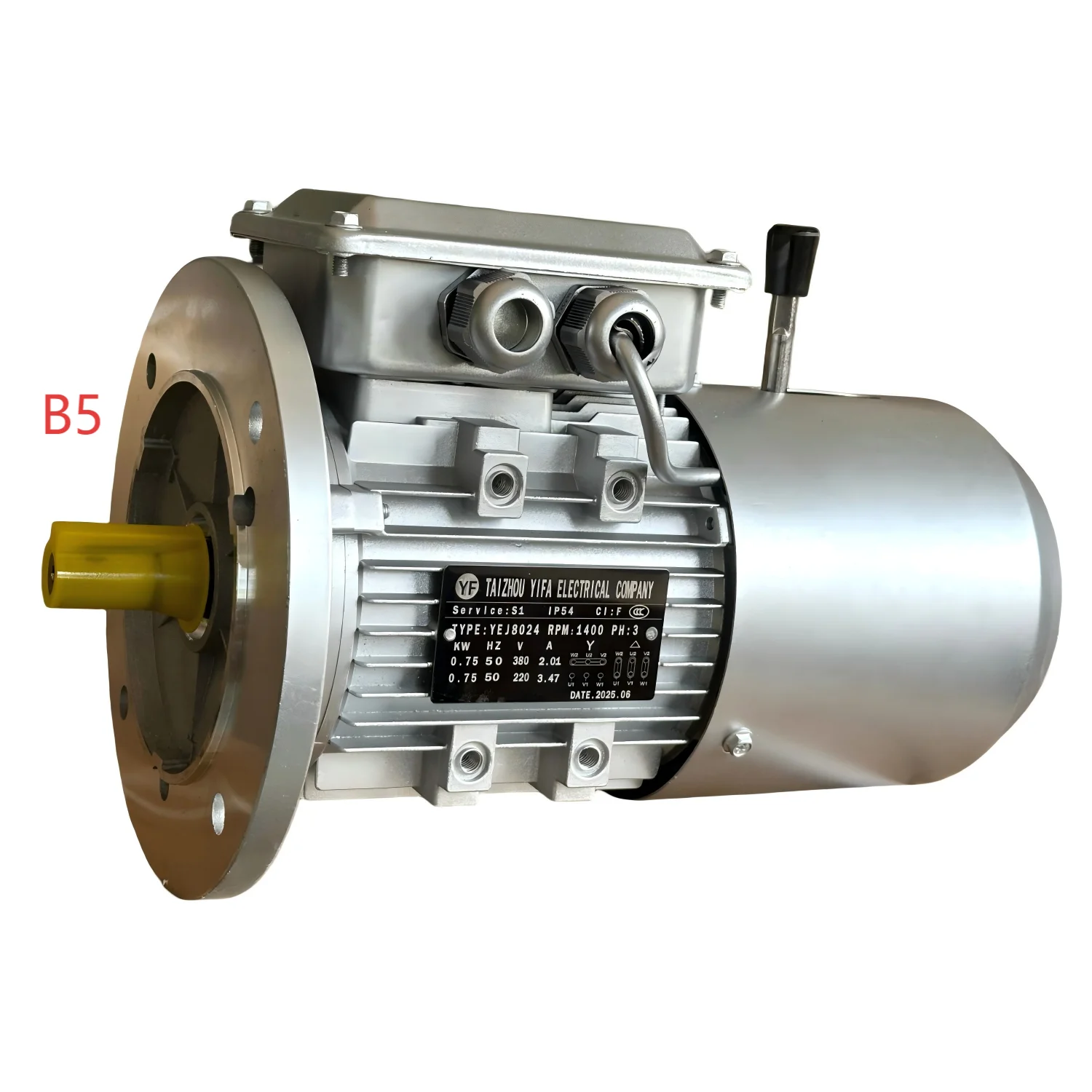 

New Fast Braking Three Phase 4 Pole Asynchronous Brake Motor, Aluminum Housing, 1400 RPM, for Hoist and Conveyor Safety,0.12kw-7