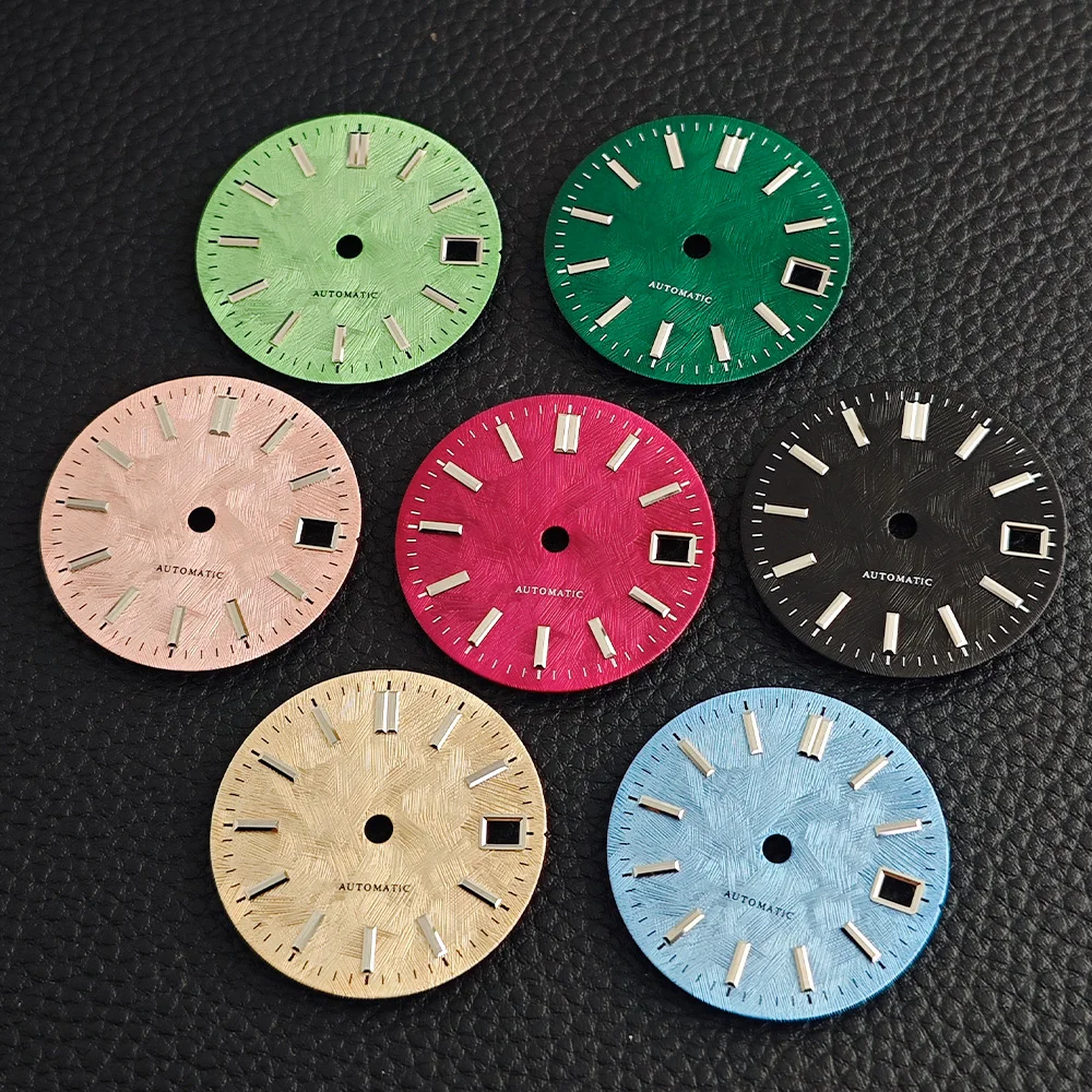 28.5mm Birch Tree Pattern Watch Dial Fits NH35 NH36 Movement Parts NH35 Dial Watches Man Silver Scale Multi Color Dial Watch Mod