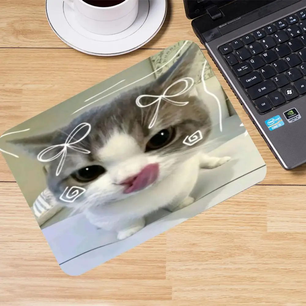 Adorable Cat Wearing Shark Hood Cute Sticker Style Designed For Laptop Office Desktop Keyboard Mat