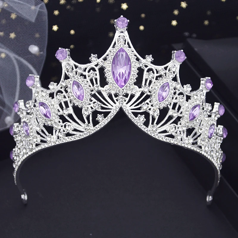 Bridal Headwear Wedding Tiaras Green-Colour Ladies Party Crown Luxurious Birthday Headdress Bride Hair Jewelry Accessory