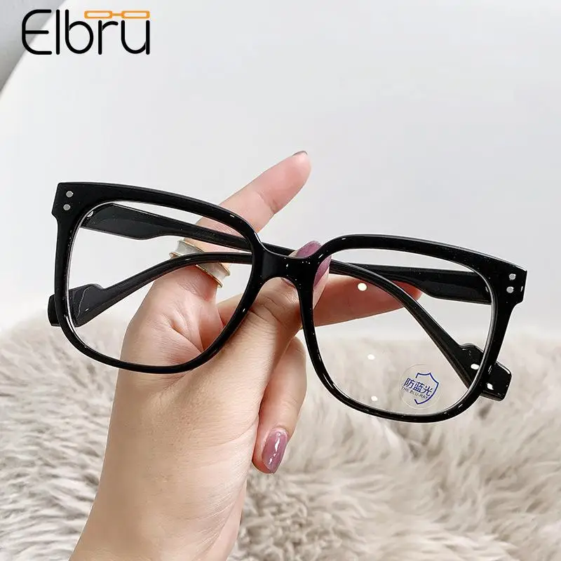 

Elbru Fashion Big Frame Anti Blue Light Reading Glasses Women Men New Presbyopic Eyeglasses HD Optical Hyperopia Eyewear Frame