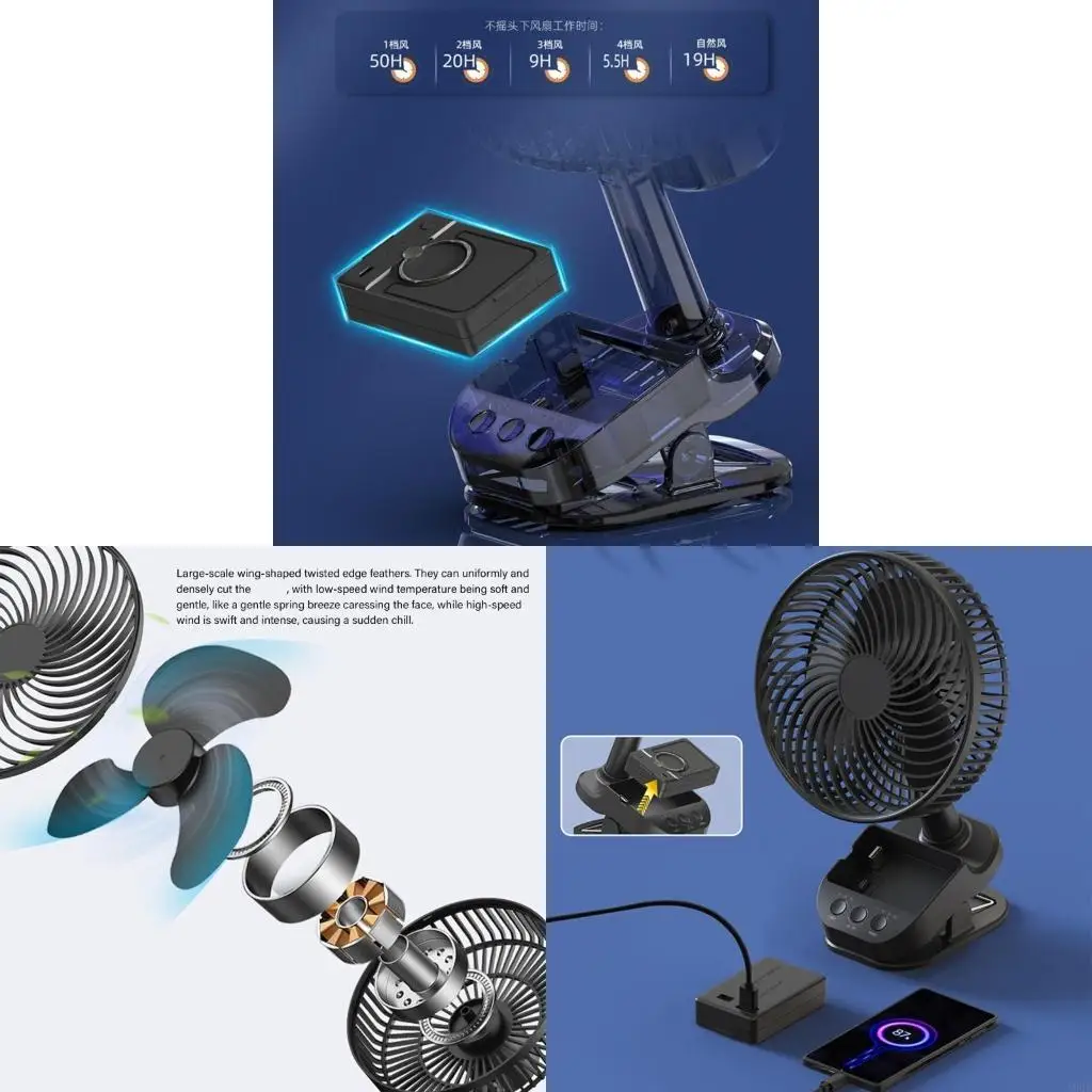 

19QE тихий вентилятор USB Clip Portable Table Table Fan Fan Fean Fan