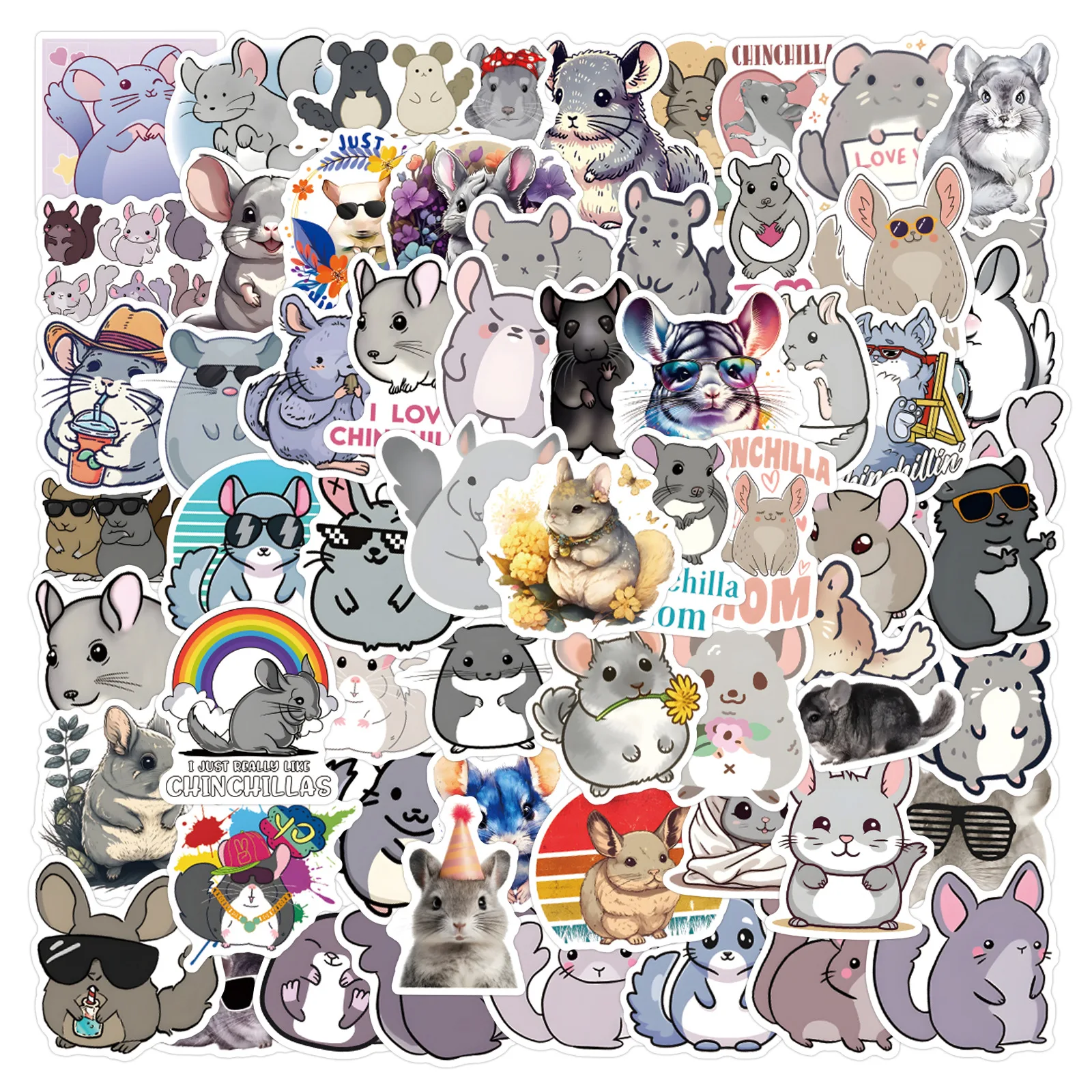 10/30/55/110PCS New Chinchilla Stickers Cute Doodle Waterproof Decals Toys Gifts DIY Refrigerator Bicycle Bookshelf Stickers