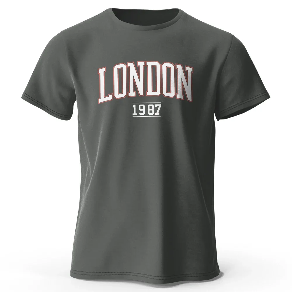 Men's London 1987 Vintage T-shirt Sport 100% Cotton Print Oversized Tees for Men Women Sportswear Tops