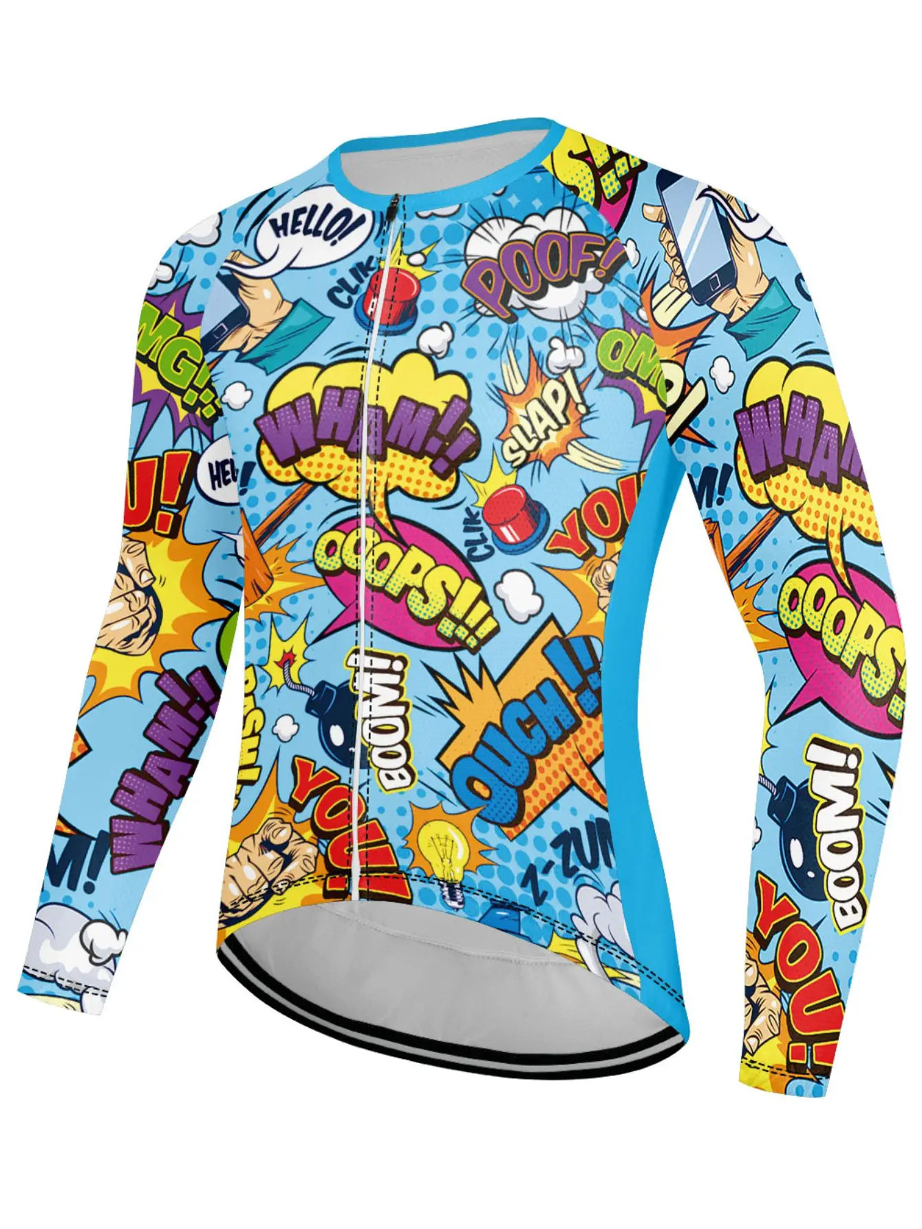 

Мужской велосипедный трикотаж с длинным рукавом и 3D-печатью с цветными блоками Велосипедная куртка Топ с 3 задними карманами MTB Шоссейный велосипед Велоспорт Дышащий