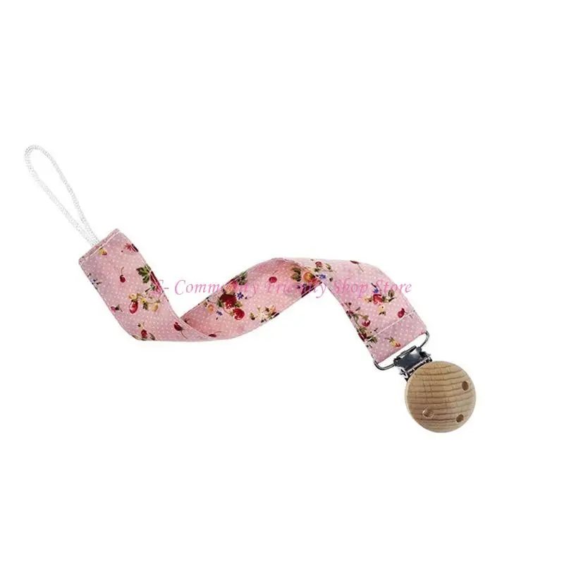 85AE Baby Pacifier Chain Clip Nursing Teether Soother Holder Cotton Chain Wooden Clip DIY Dummy Nipple Holder Leash Strap