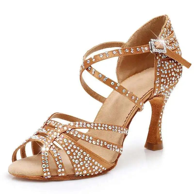 

Satin Hot Water Diamond Women's Latin Dance Shoes High Heels Adult Dance Shoes Ballroom Dance Shoes Square Dance Shoes Soft Sole