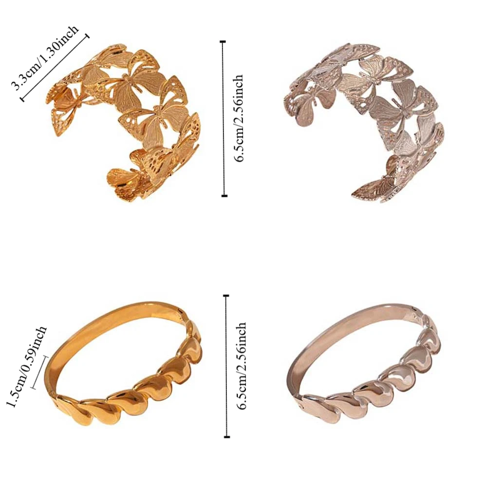 المعادن واسعة مفتوحة الإسورة قطرة الماء شكل فراشة الكفة أساور مجوهرات اكسسوارات الأقلية تصميم سوار مبالغ فيه