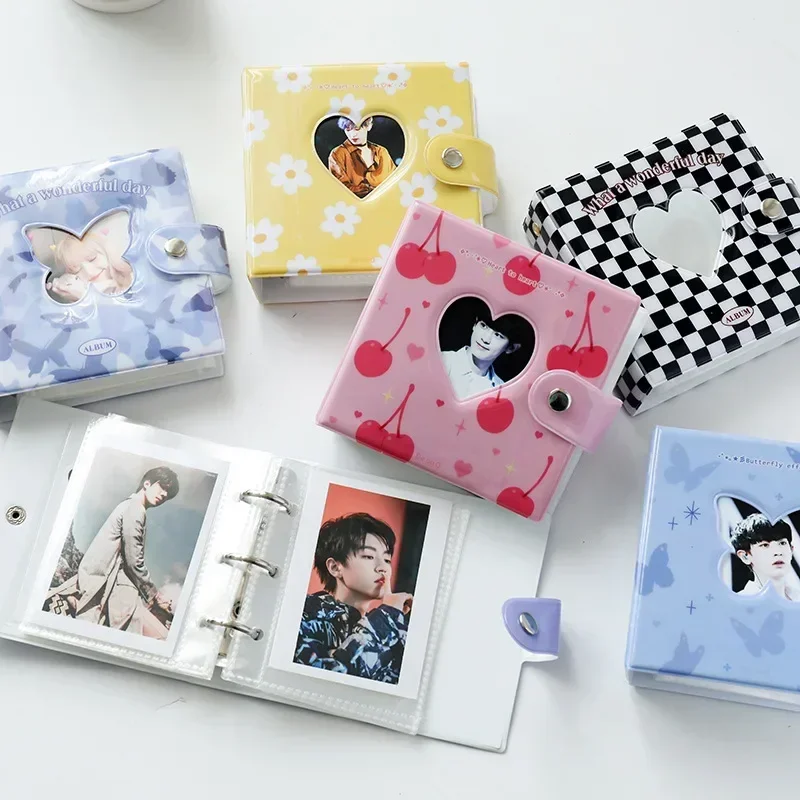 3 Inch Photo Album Love Heart Hollow photocard holder Kpop Card Binder Cute Bear Milk Album Instax Scrapbook Album Collect Book