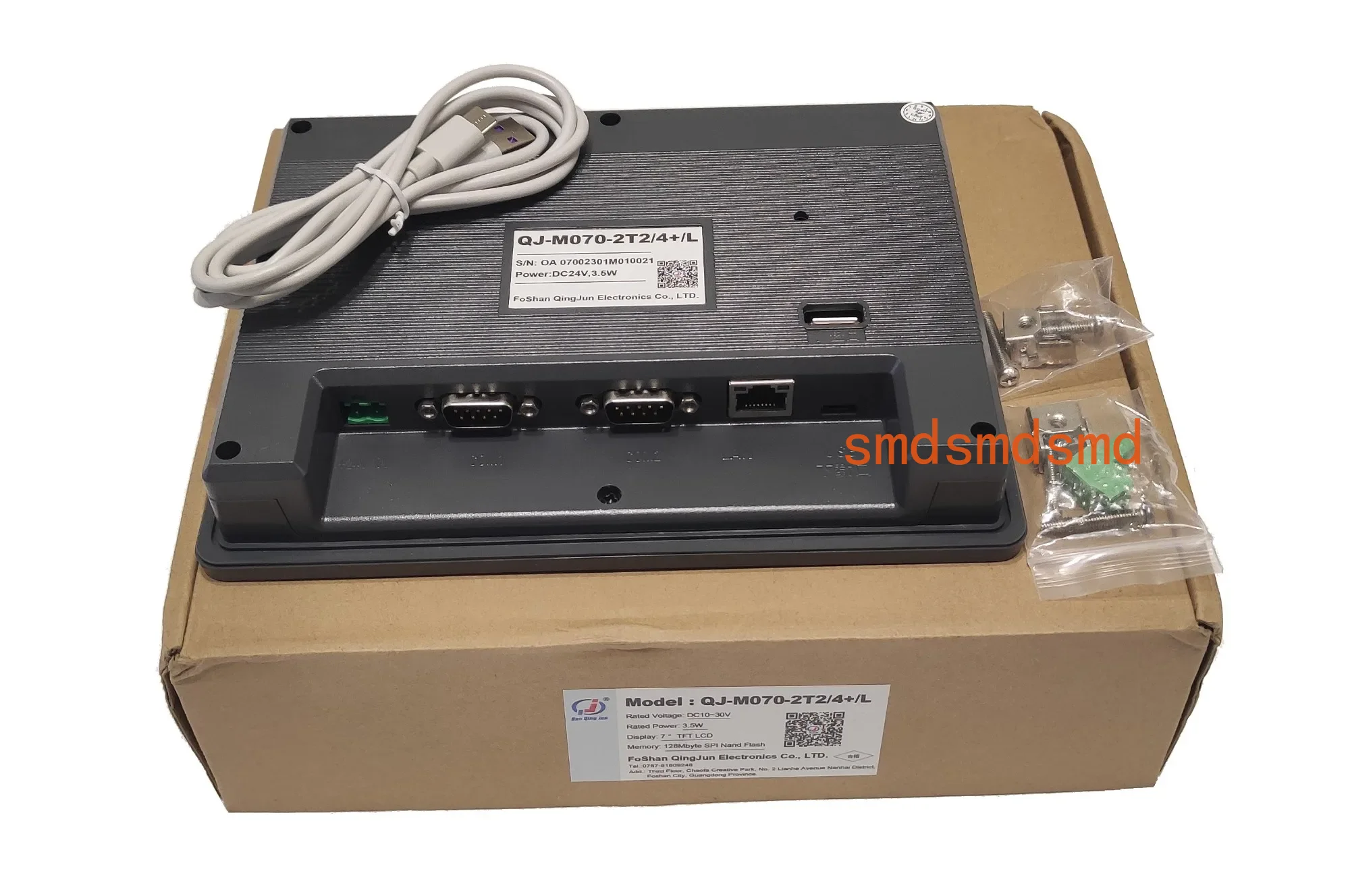 

Huaqingjun 7 Inch HMI Ethernet RS485 232 422 Communication DC19-30V Touch Screen for CNC Machine