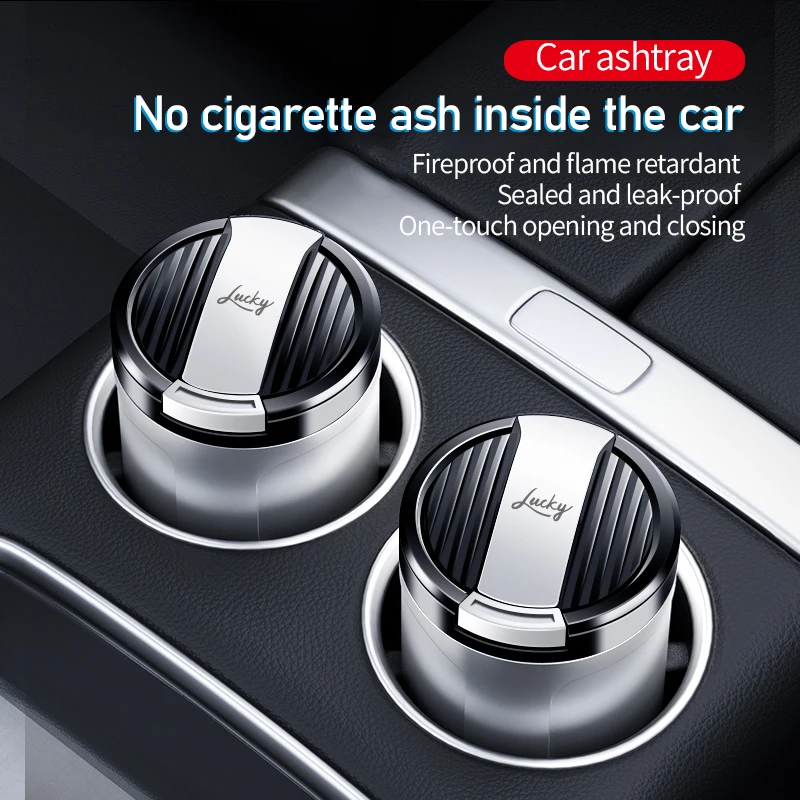[2025 Upgrade] Car Ashtray Universal High-End Feel, Suede Leather LED Ceramic Inner Liner, Simple And Light Luxury Car Ashtray
