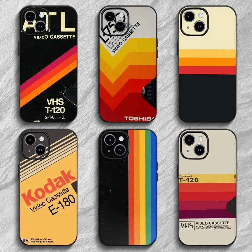 

Video Cassette Tape Label Phone Case For iPhone 17 16 15 11 12 14 13 Pro Max Mini XS XR 7 Plus 16E Air Shockproof Silicone Cover