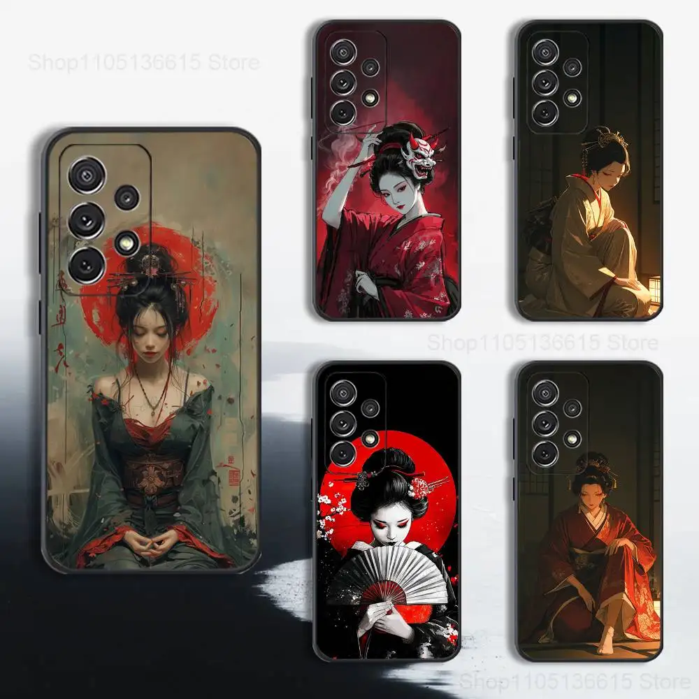 

Beautiful Geisha Woman Phone Case For Samsung S25,S24,S23,S22,S21,S20,S10,S9,Ultra,Plus,Lite,FE,Soft Silicone Black Cover