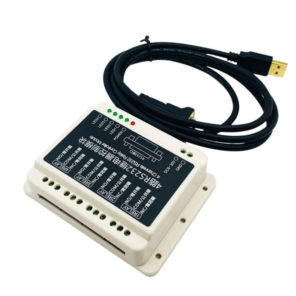 

4-channel RS232 Serial Port Relay Control Board Smart Home Control Switch DC9-30V Computer Connection Relay Module