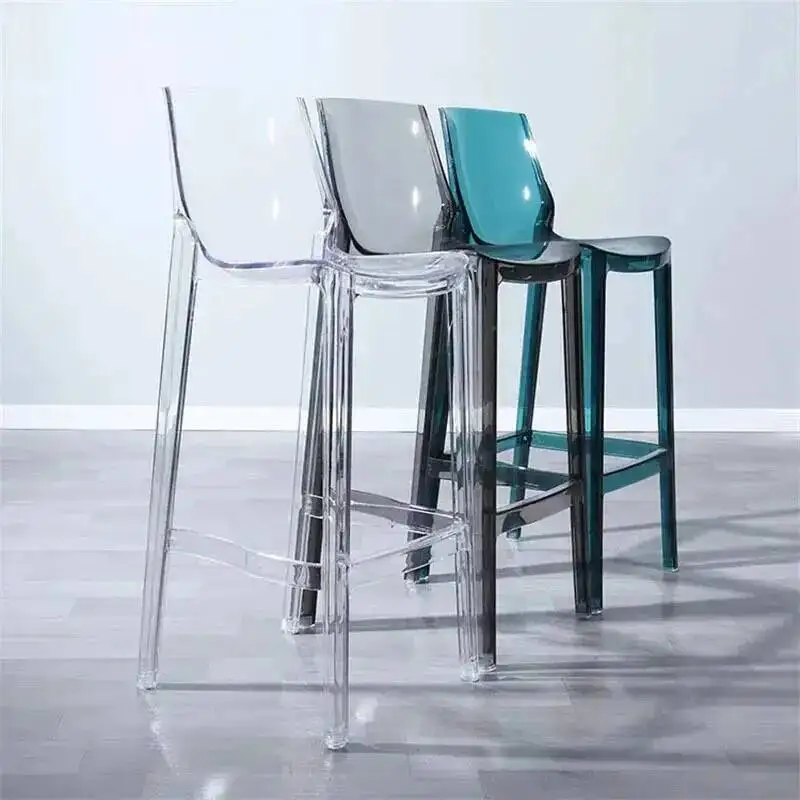 

Modern Acrylic Bar Chairs Commercial High Foot Counter Stool High Chair Nordic Plastic Crystal Bar Stools for Kitchen Furniture