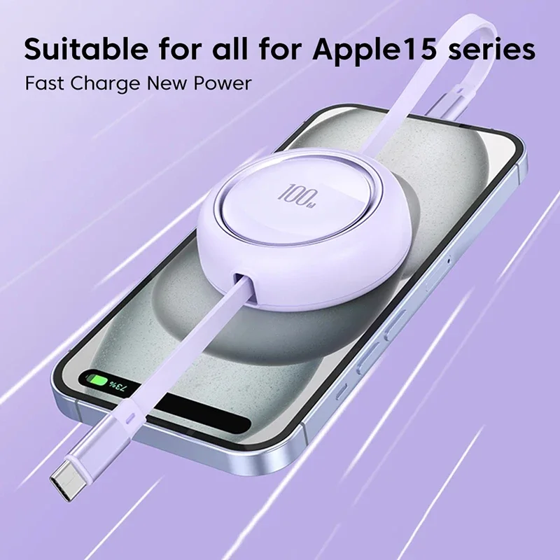 PD 100W Retractable Type C to USB C Fast Charge Data Cable USB C To Lightning Cable For iPhone 15 MacBook Samsung Xiaomi 2024