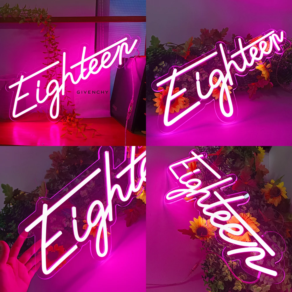 Eighteen/Twenty one Birthday LED Neon Sign Indoor Wall Lights Party Wedding Window Restaurant Birthday Decoration Warm White