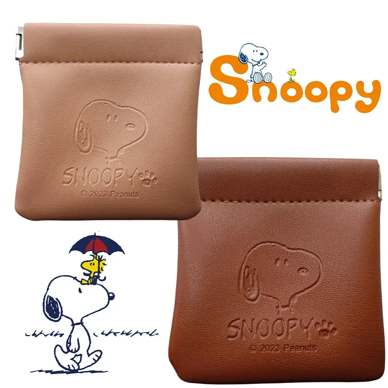 Snoopy Coin Purse Zipper Mini Coin Key Bag Solid Color Coin Key Storage Bag Women PU Luxury Designer Plaid Leather Wallet Gifts