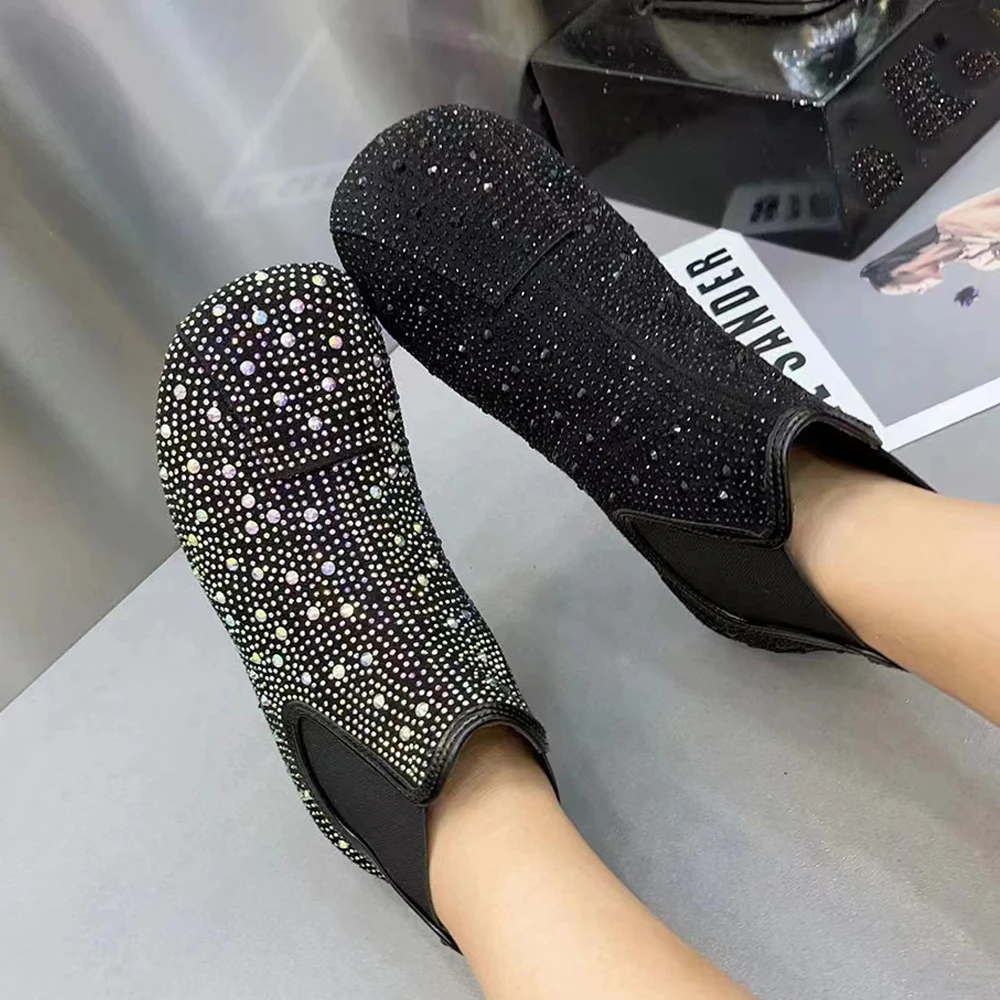 Winter Women Boots Warm Fur Snow Boots Fashion Rhinestone Ankel Boots AntiSlip Plush Casual Flats Boots Autumn Women Shoes