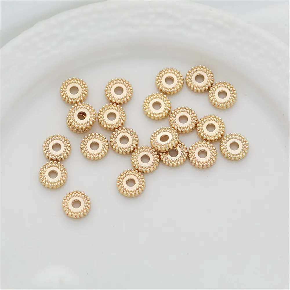 18K Gold Color Fried Dough Twists Bead, Trimming Tire Pattern, Loose Spacer, DIY Hand Jewelry with Beads, 6mm, 8mm