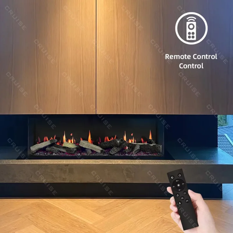CRUISE Intelligent Remote Synchronization Of Burning Wood Sound Picture 3sided 640/1250/1850/2470mm Lcd Holographic Fireplace