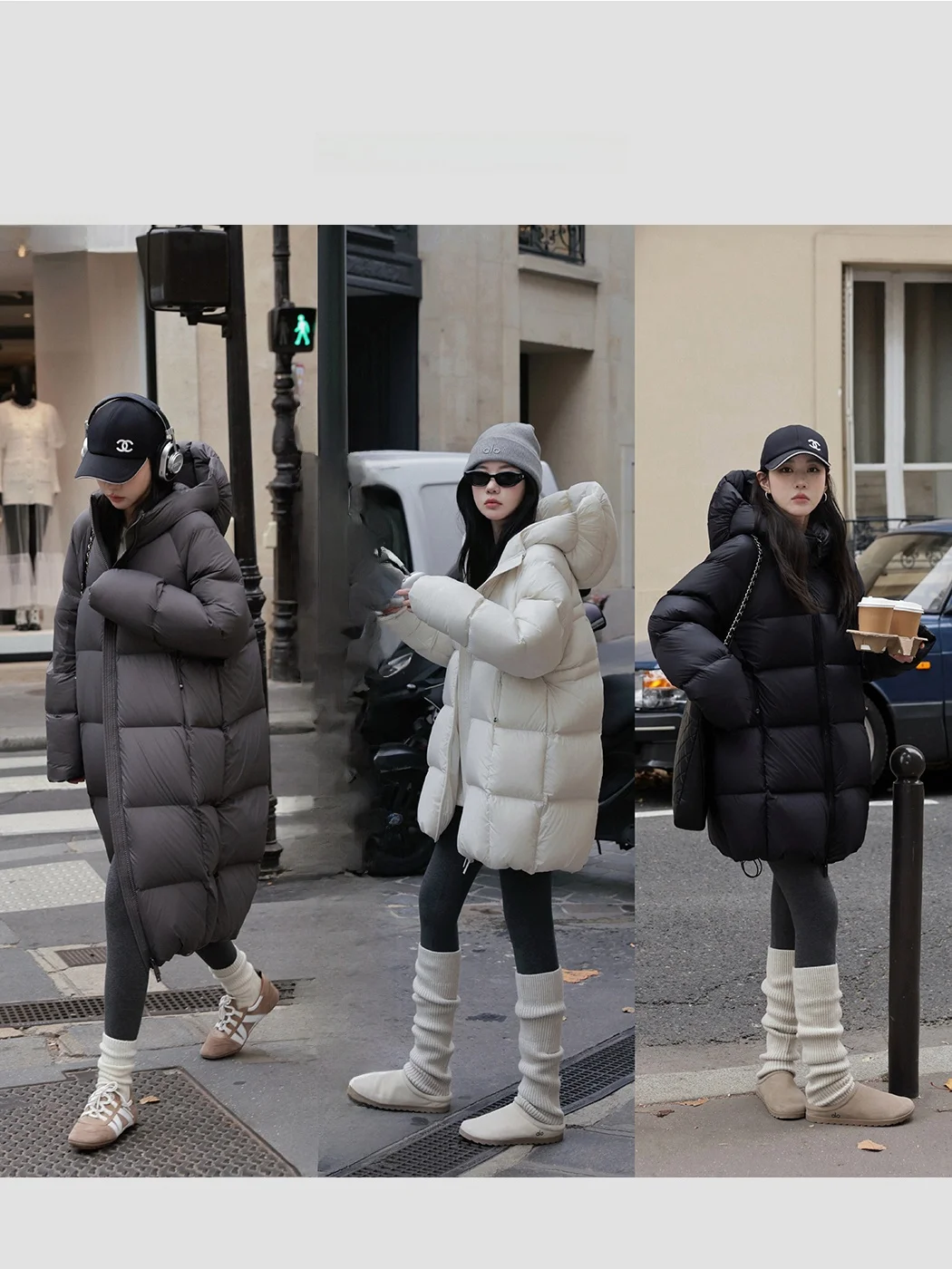 

Ibell90 Women's down Jaet White Du Feather Stand Collar Hooded Double Zipper Design ort And Long Sle Winter Coat