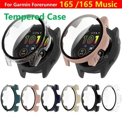 Tempered Glass Case For Garmin Forerunner 165 Music Smart Watch Strap Screen Protector All-around Bumper Protective Cover Case