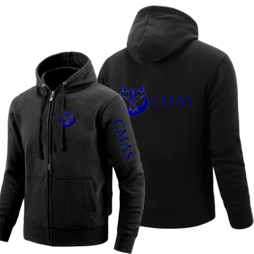 2025 Spring And Autumn Man's Scuba Diving CMAS Logo Print Fitness Comfortable Hooded Coat Eye Catching Hoodies Jacket view 5