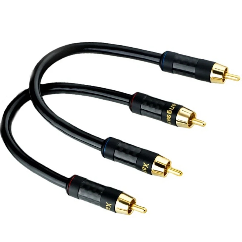 Pure Silver RCA Cable Carbon Fiber Gold-plated RCA Plug 2 Core Dual Shielded HiFi Audio Amplifier CD / DVD Signal Cable