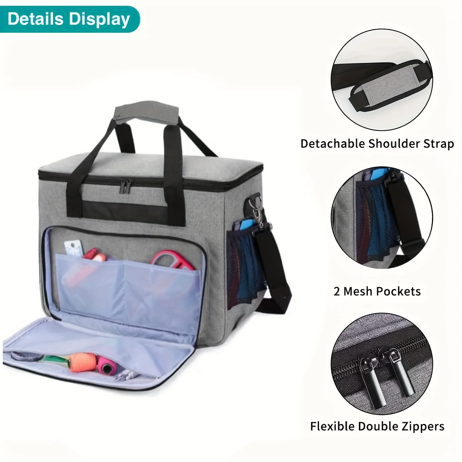 Premium Sewing Machine Carrying Case - Padded Storage Bag with Multiple Pockets & Accessory Organizer - Stylish Travel Tote