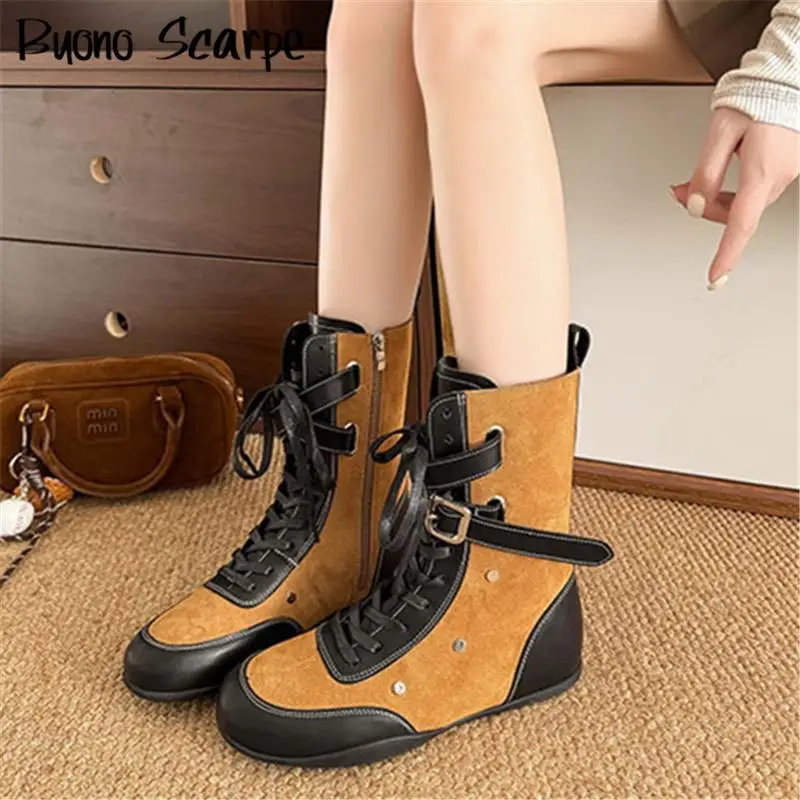 

Модные роскошные дизайнерские заклепки с металлическими украшениями, женские кроссовки с круглым носком, лоскутная повседневная обувь в стиле панк в стиле вестерн с пряжкой на ремне