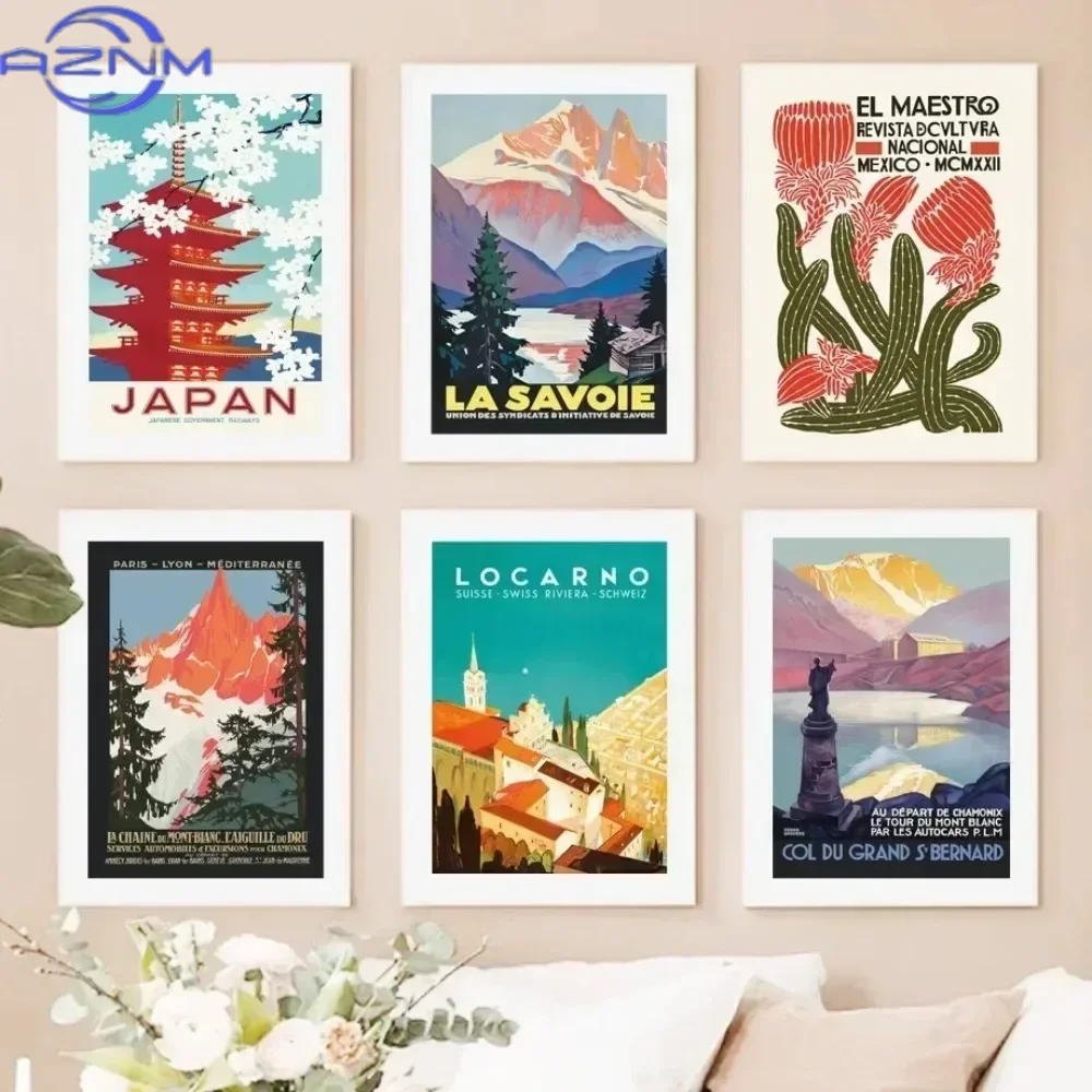 Influencer Vintage Travel Mark Landscape Famous Wall Art Canvas Painting Nordic Posters For Living Room