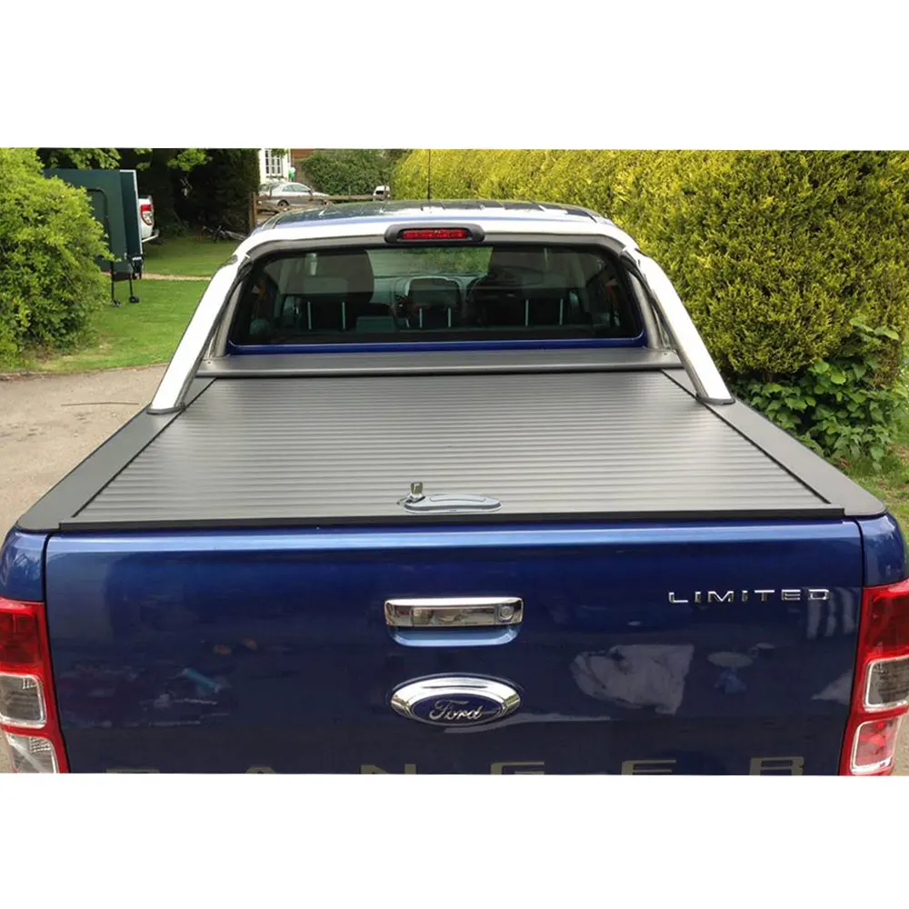 

Pickup Roller Shutter Tonneau Cover Retractable Matte Black for Ford Ranger Sports Aluminum Alloy 1 Set Pickup Truck Bed CN;HEN